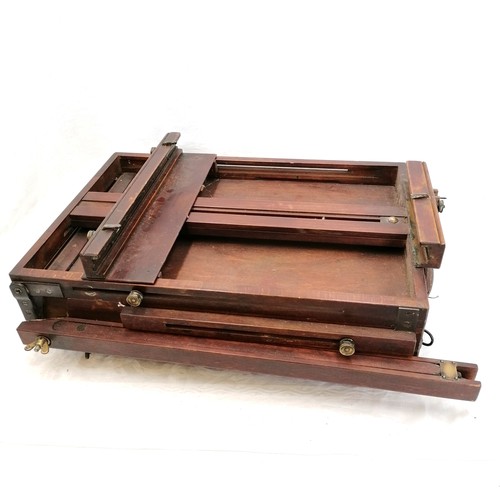 747 - Jullian Brevete mahogany metamorphic / travelling / campaign artist easel with brass fittings. In ov... 