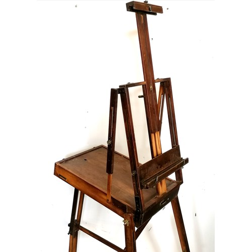 747 - Jullian Brevete mahogany metamorphic / travelling / campaign artist easel with brass fittings. In ov... 