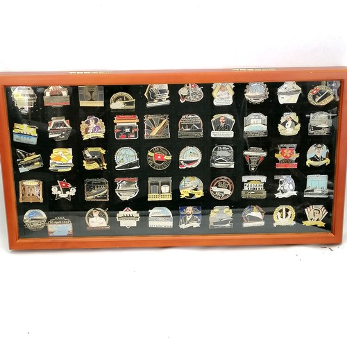 774 - Cased set of 50 Titanic related pin badges by Danbury mint