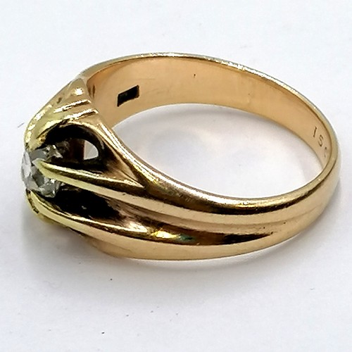 283 - 15ct gold marked diamond solitaire (approx 5.5mm diameter) signet ring - size Q½ ~ total weight 6.2g