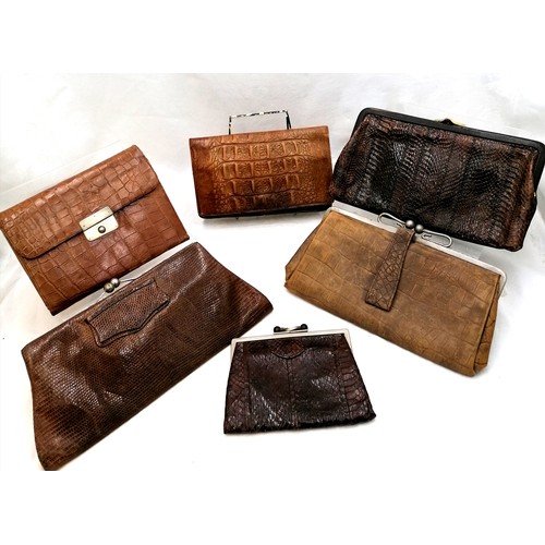 11 - 6 antique snake skin, lizard and crocodile skin clutch bags