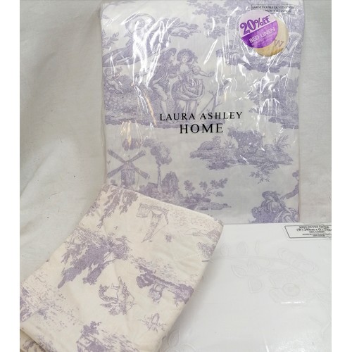 35 - Laura Ashley white king size duvet cover t/W a large double Laura Ashley Toile de joey and a cushion... 