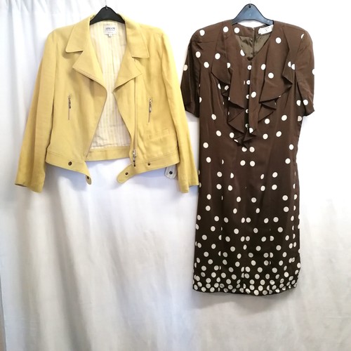 55 - Armani linen jacket size approx 12 t/w Valentino 100% silk spot dress approx size 10, both in excell... 