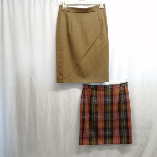 58 - 2 vintage wool tweed skirts, a Liberty's  tartan and a brown wool Mulberry both size 14