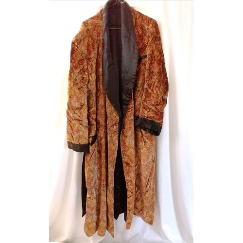 Mens Brown and black paisley silk velvet dressing gown, purchased from  Harrods, in good condition. S