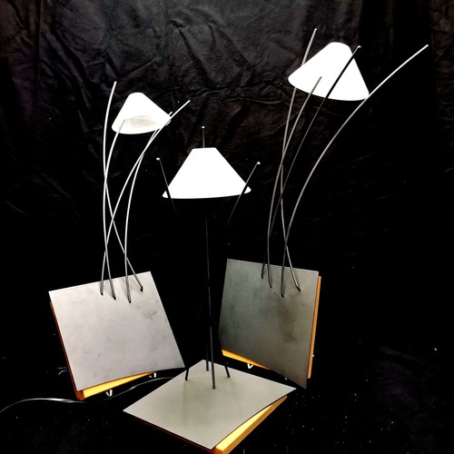17 - C1980's Christopher Wray table lamp (44cm high) & a pair of matching wall lights (59cm x 21cm) with ... 