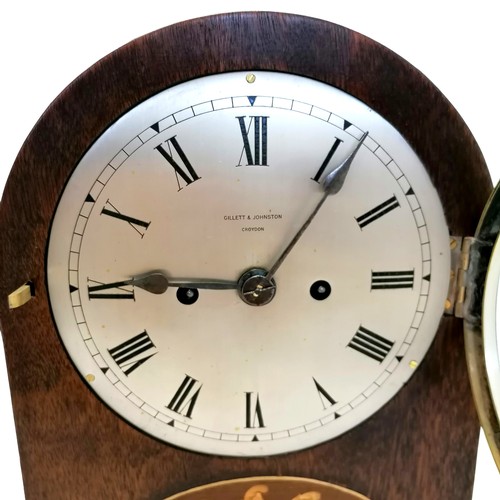 19 - Domed top regency bracket clock by Gillett & Johnston, Croydon - 40cm high, twin fusee 8 day movemen... 