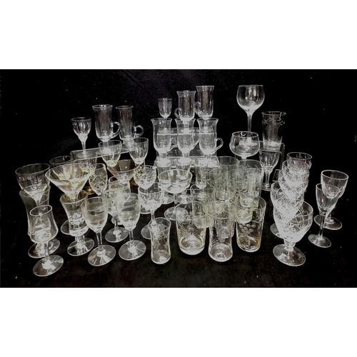 76 - Qty of drinking glasses inc Dartington Irish coffee glasses etc