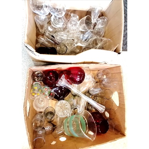 78 - 2 boxes of assorted glassware - some a/f