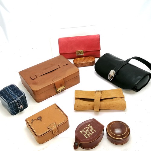 116 - Qty of leather boxes inc studs box, jewellery boxes etc - largest 20cm x 6cm