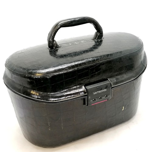 117 - Black crocodile covered samsonite vanity case - 40cm x 25cm