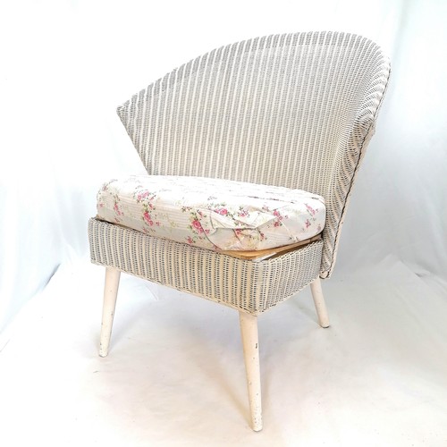 16 - Vintage Lloyd Loom chair with replacement cushion - old worm damage