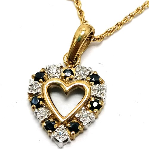 330 - 9ct sapphire and diamond pendant and 48cm 9ct chain, total weight 3.56g