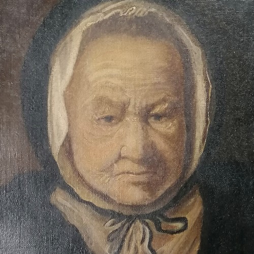 781 - Original painting of a lady in an antique 18thC gilt frame bearing the title B Denner - 52cm x 45cm