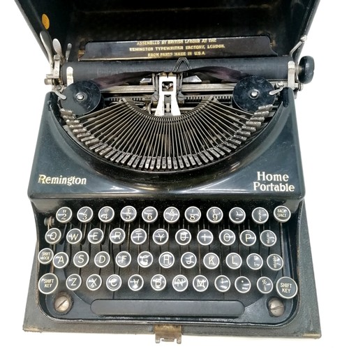 28 - Remington Home Portable typewriter t/w flower press