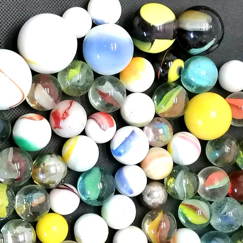 49 - Qty of marbles inc large marbles & Victorian