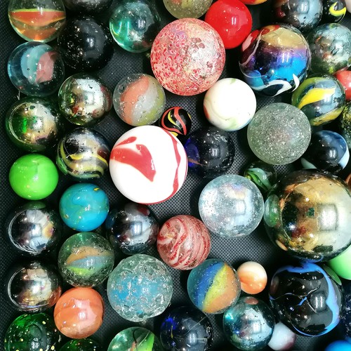 49 - Qty of marbles inc large marbles & Victorian