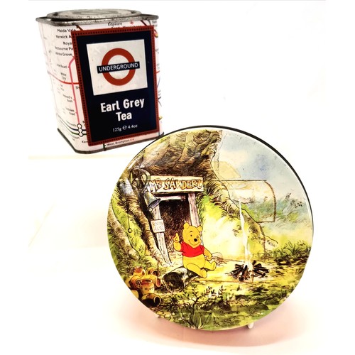 76 - Qty of advertising tins inc OXO letterbox, Earl Grey tube map tin, Winnie the pooh (Huntley & Palmer... 