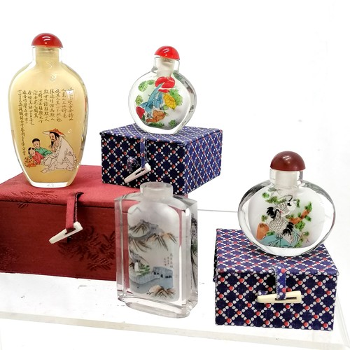 98 - Qty of mainly boxed reverse painted oriental decorative glass / scent bottles (some missing lids) / ... 