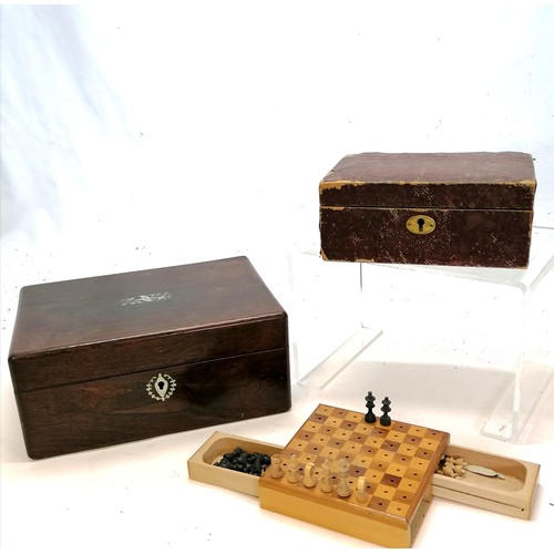 102 - Antique rosewood & mother of pearl inlaid box (25cm x 17cm x 10cm) - slight losses to corner & missi... 