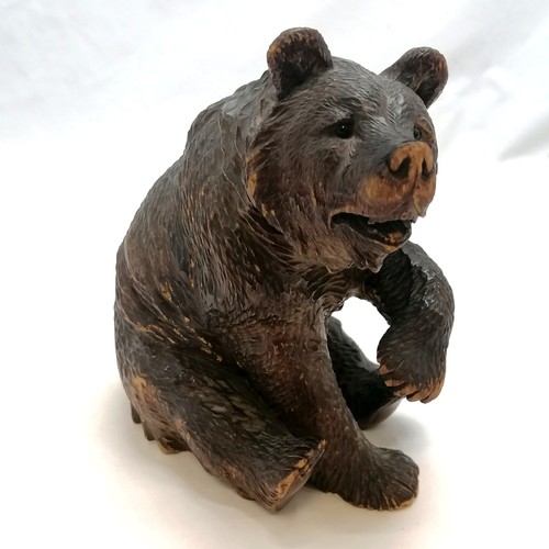 126 - Antique large scale black forest bear - 19cm high & has repaired front leg & 1 foot