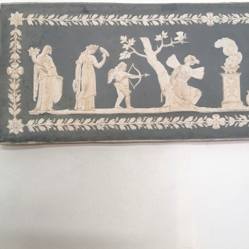 135 - Antique panel / tile with classical decoration in relief with a leaf & floral border - 46cm x 15.5cm