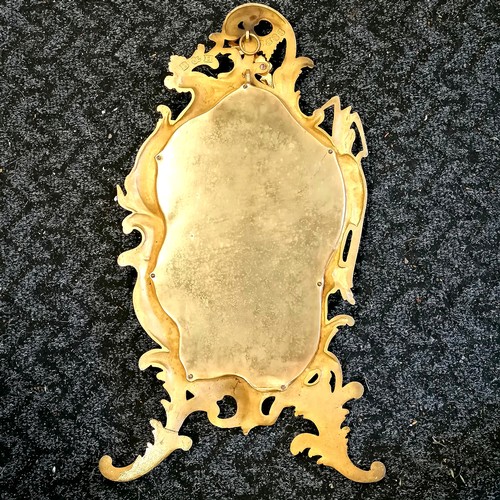 149 - Antique B&H #3586 gilt brass rococco style mirror with bevelled glass - height 55cm. Fracture to one... 