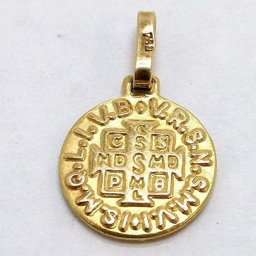 176 - 18ct marked 750 St Christopher pendant 1.2 gm