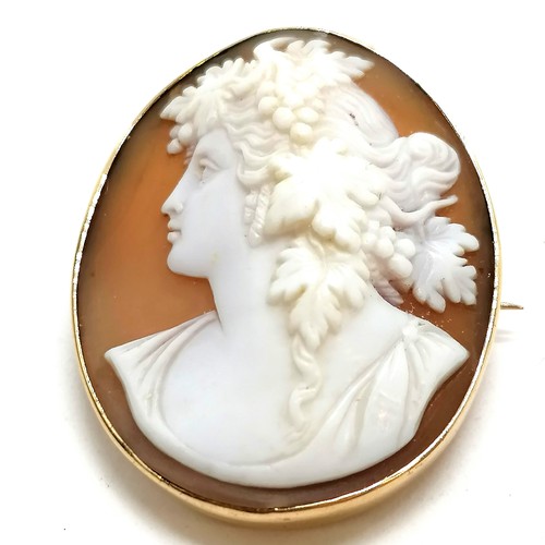 240 - Unmarked gold mounted antique cameo (3.5cm) (8.8g total weight) t/w 9ct gold rope chain with later m... 