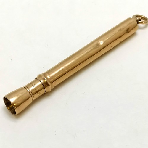 270 - 9ct gold cased S Mordan & Co cigar piercer - 8cm long & total weight 16.5g & has dents to outer case