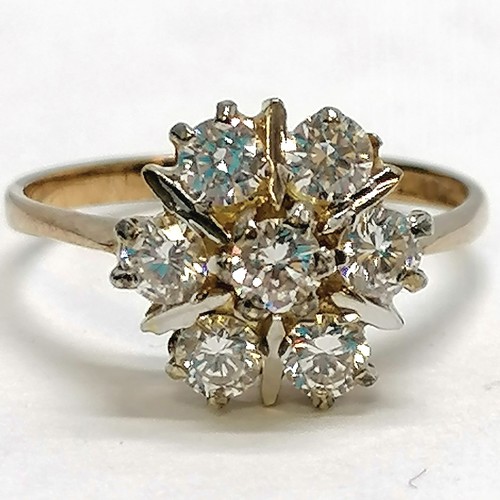 160 - 9ct gold white stone cluster ring - size M½ & 2.6g