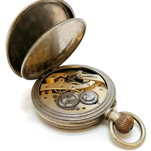 297 - Waltham dennison cased gold plated pocket watch (5cm diameter & running) t/w Goliath nickel cased po... 