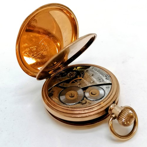 297 - Waltham dennison cased gold plated pocket watch (5cm diameter & running) t/w Goliath nickel cased po... 