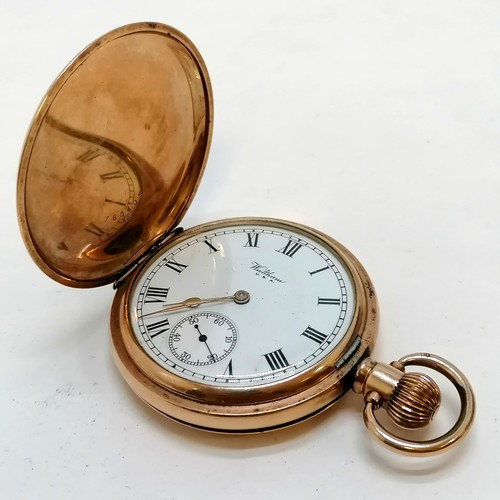 297 - Waltham dennison cased gold plated pocket watch (5cm diameter & running) t/w Goliath nickel cased po... 