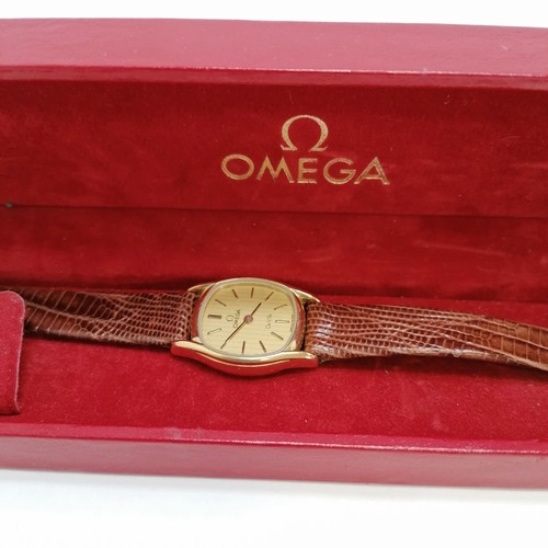 309 - 2 x Omega deville gold plated front watches with 1 original box ~ both need batteries