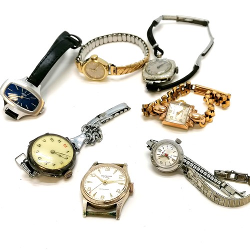 320 - 7 watches inc Vulcain, retro watch & silver cased, Bulova etc - for spares / repairs