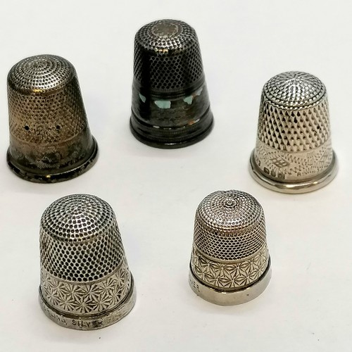 378 - 5 silver thimbles - 3 a/f ~ total weight 19g