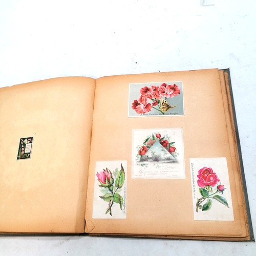 385 - Victorian scrap book containing  42 pages of scraps, 32cm x 27cm, in bright condition but edges of p... 