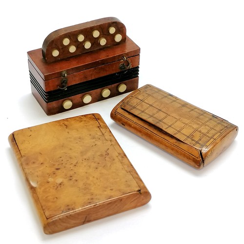 388 - Novelty accordion / squeeze box, as a box,  in good condition- 8.5cm x 3.5cm x 6cm high t/w 2 x burr... 