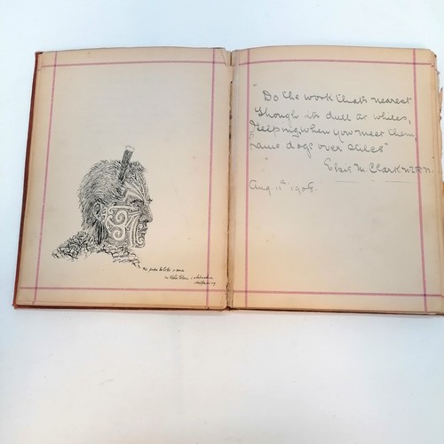 391 - c.1906+ autograph / sketch book with references to New Zealand + sketches relating to Prehistoric ti... 