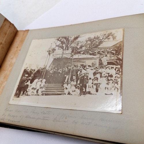 393 - An annotated photograph album of mostly relating to HMS Devonshire C1908-1909 including South Africa... 