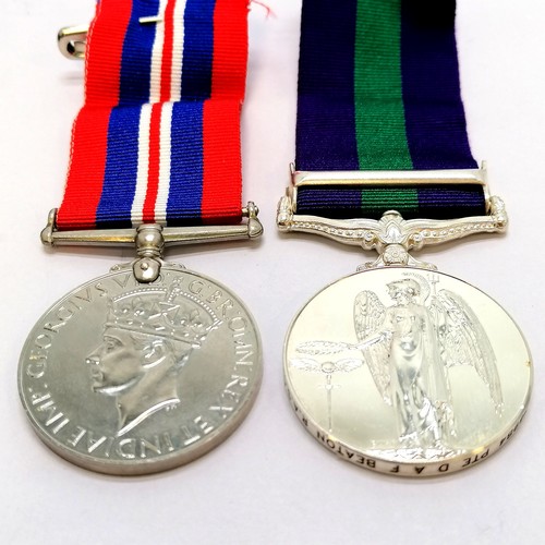 394 - Pair of medals presented to Private D.A.F. Beaton ~ War medal 1939-45 & General Service Medal 18- Pa... 