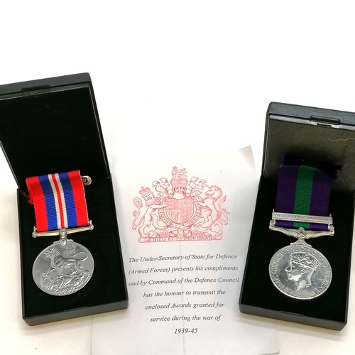 394 - Pair of medals presented to Private D.A.F. Beaton ~ War medal 1939-45 & General Service Medal 18- Pa... 