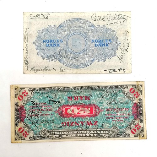 396 - Qty of banknotes t/w 2 hand drawn / painted cards inc Wallerswick (Old Yarmouth boats)