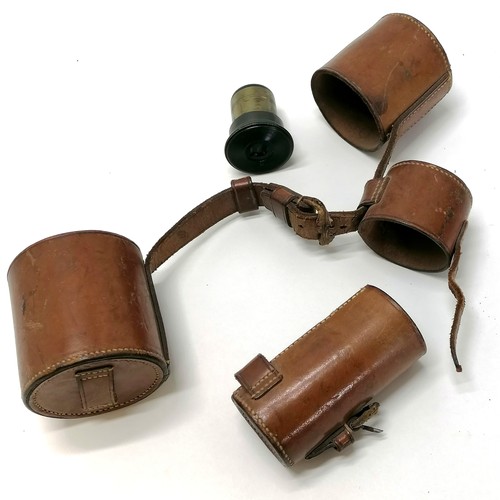 402 - Antique T Cooke & Sons 3 draw telescope with retractable leather hood to front lens in case with ext... 