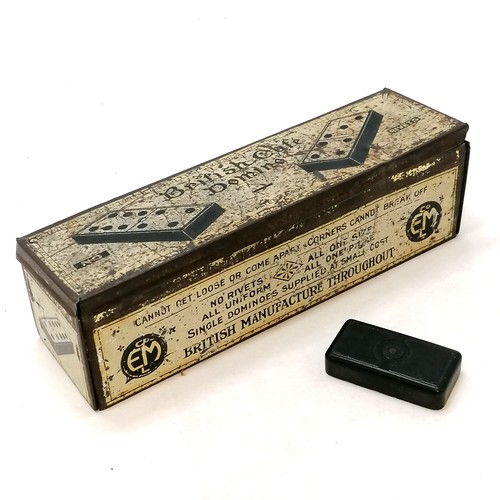 404 - A set of vintage dominos in original tin, British Cafe Domino Patent 8436