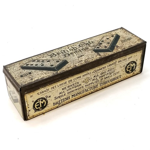 404 - A set of vintage dominos in original tin, British Cafe Domino Patent 8436