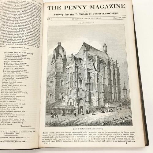 425 - 3 bound volumes of the Penny Magazine Vol II (1835) VII (1838) & VIII (1839)