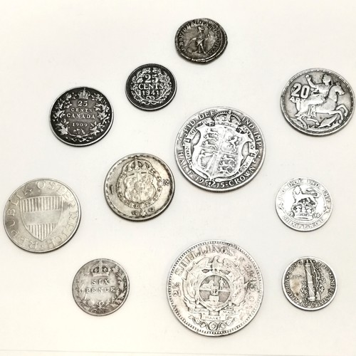 431 - Qty (11) of silver coins inc GB GV 2/6 & 1895 South Africa 2½ shillings etc