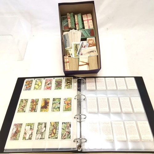 434 - Collection of cigarette cards in album + box inc set of Gallahers Butterflies & moths etc